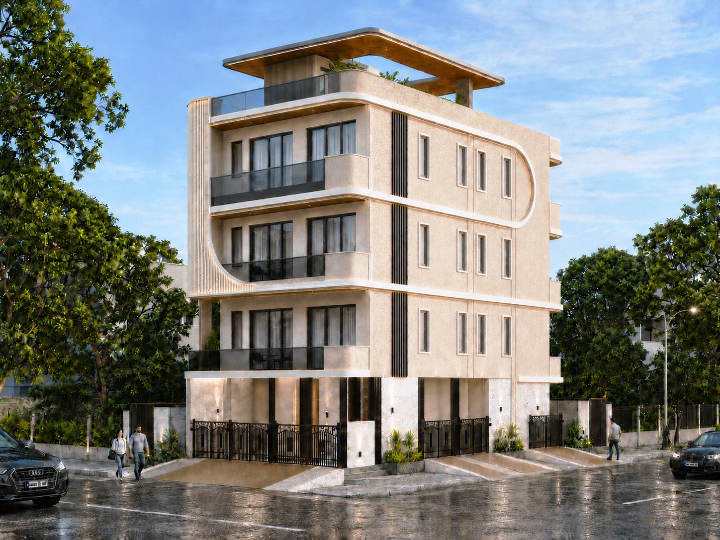 Corner residential elevation