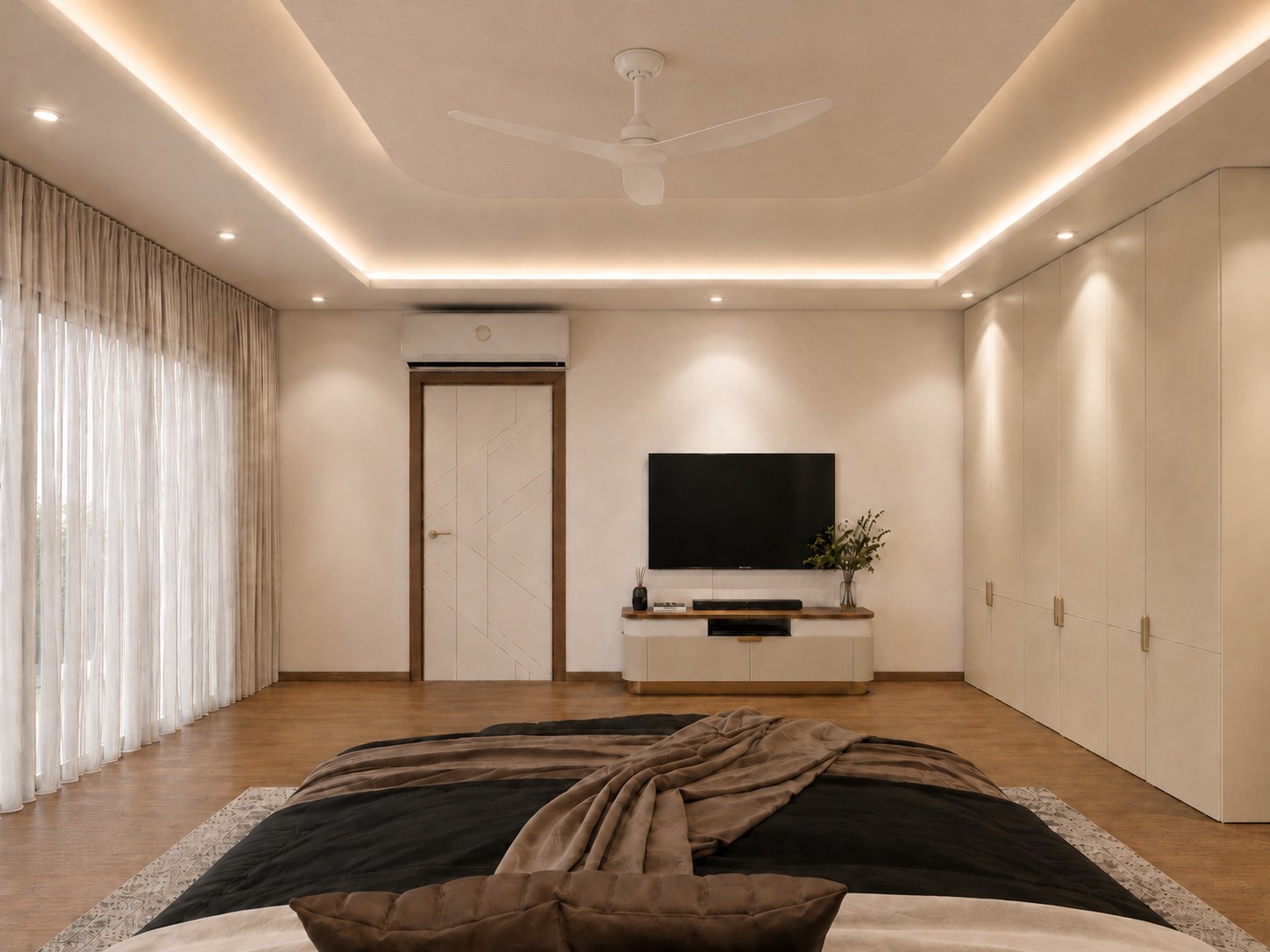 Master bedroom TV wall