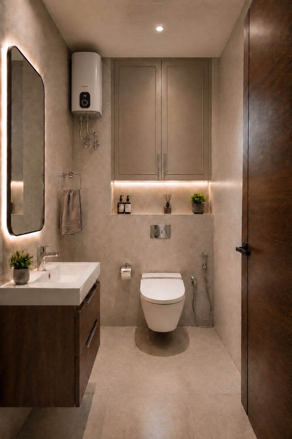 Compact toilet interior